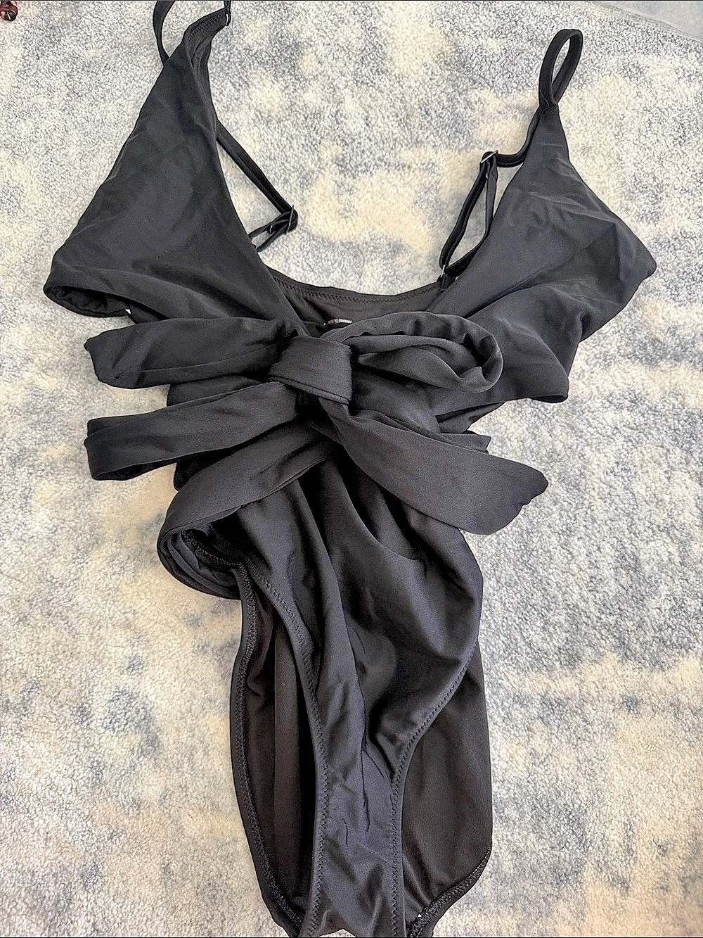 Aerie Wrap One Piece Swimsuit Black Size Large